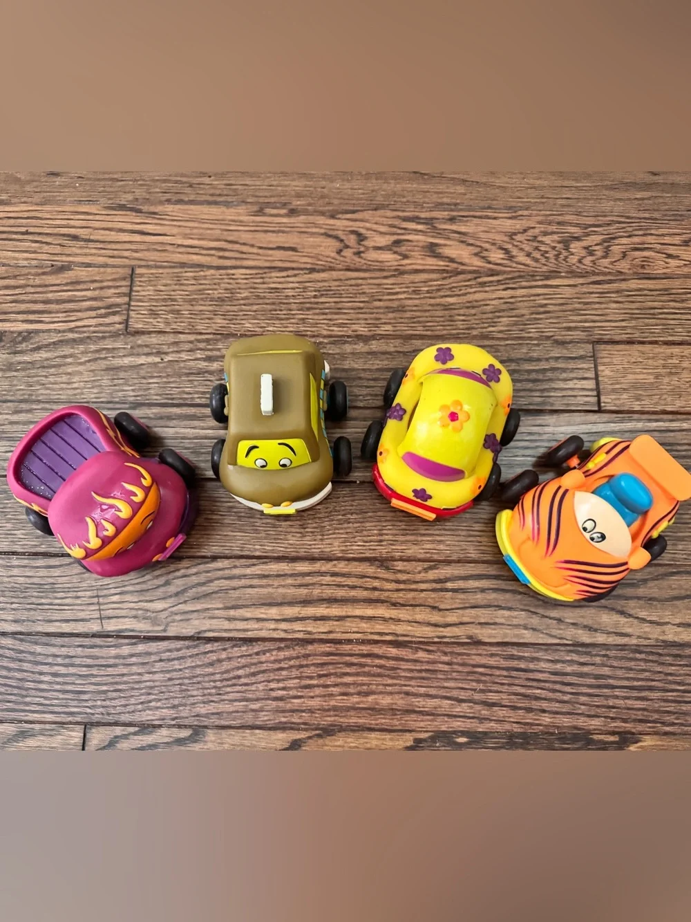 Bright Pull-Back Toy Car Pack - Yellow, Orange, Pink, Brown